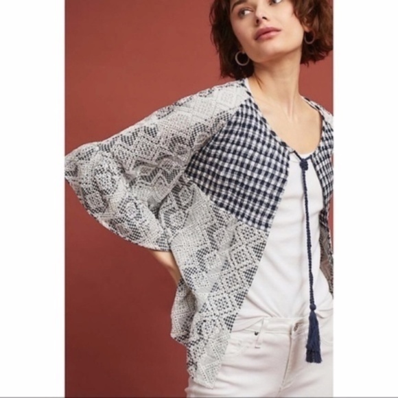 Anthropologie Akemi + Kin Blue Gingham Cardigan - Picture 1 of 8